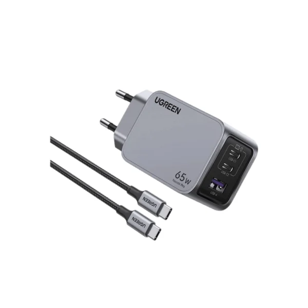 شارژر دیواری 65 وات Nexode Pro سه پورت یوگرین مدل X755 کد 25871 همراه با کابل ۵ آمپر USB-C