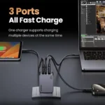 شارژر دیواری 65 وات Nexode Pro سه پورت یوگرین مدل X755 کد 25871 همراه با کابل ۵ آمپر USB-C